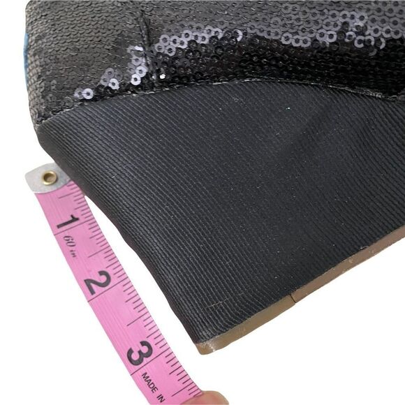 TOMS BLACK SEQUIN WEDGE 3”‎ heel SLIP ON SHOES size women’s 6.5 - Picture 7 of 9